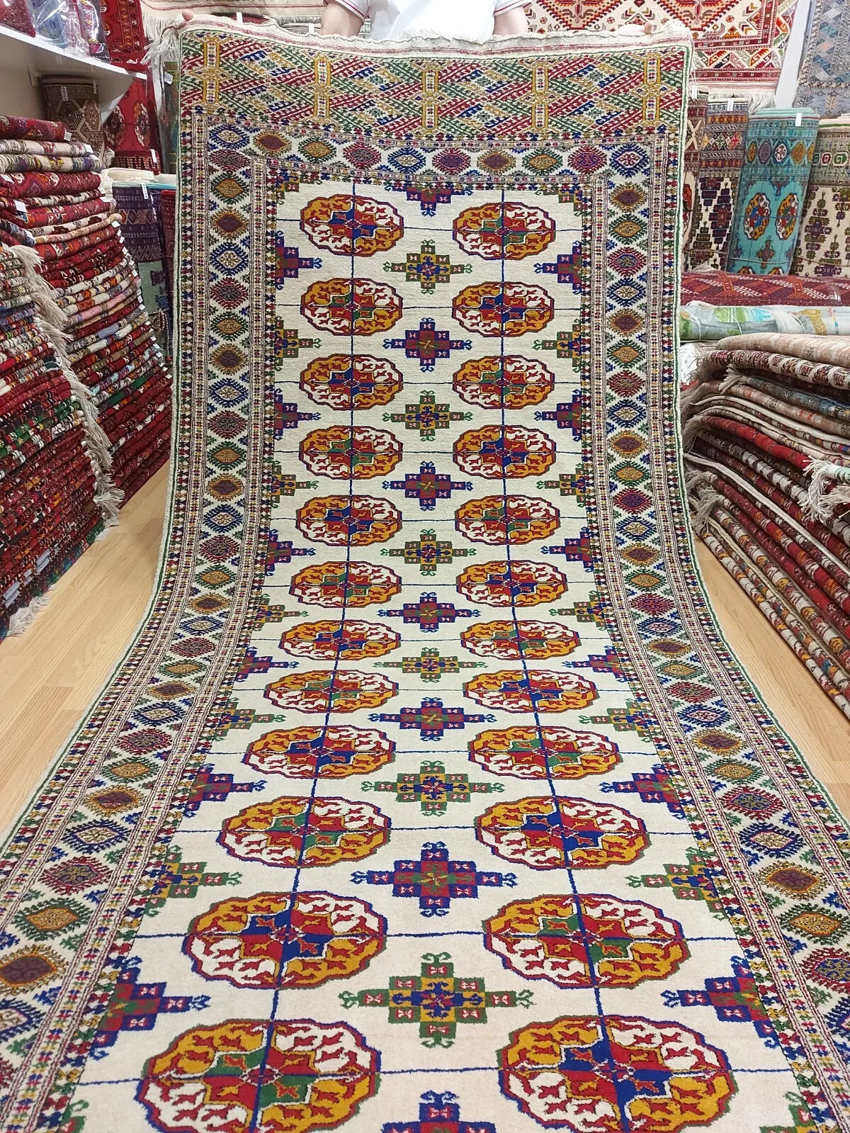 4'3" x 23 ft Bukhara Rug, Hallway Rug, Wool Corridor Rug, Runner Rug 130 x 700 cm