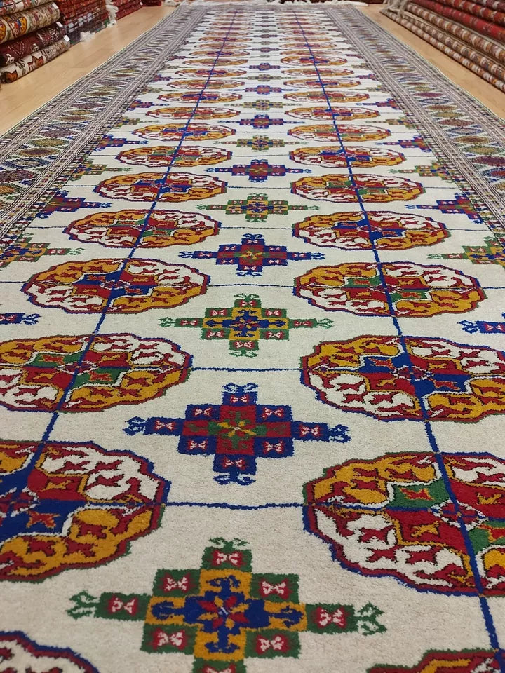 4'3" x 23 ft Bukhara Rug, Hallway Rug, Wool Corridor Rug, Runner Rug 130 x 700 cm