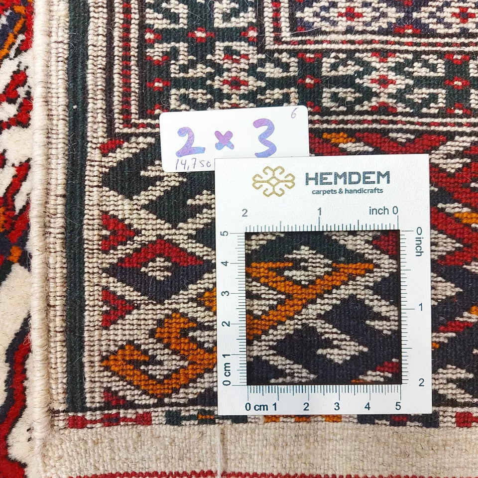 7 x 10 ft Handmade Oriental Beige Turkmen Bokhara Wool Rug Tekke Carpet 200 x 300 cm