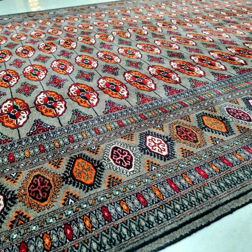 Hand-Knotted Wool Turkmen Rug- Brown Large 8'2"x 11'5" Area Rug, 250 x 350 cm Rug