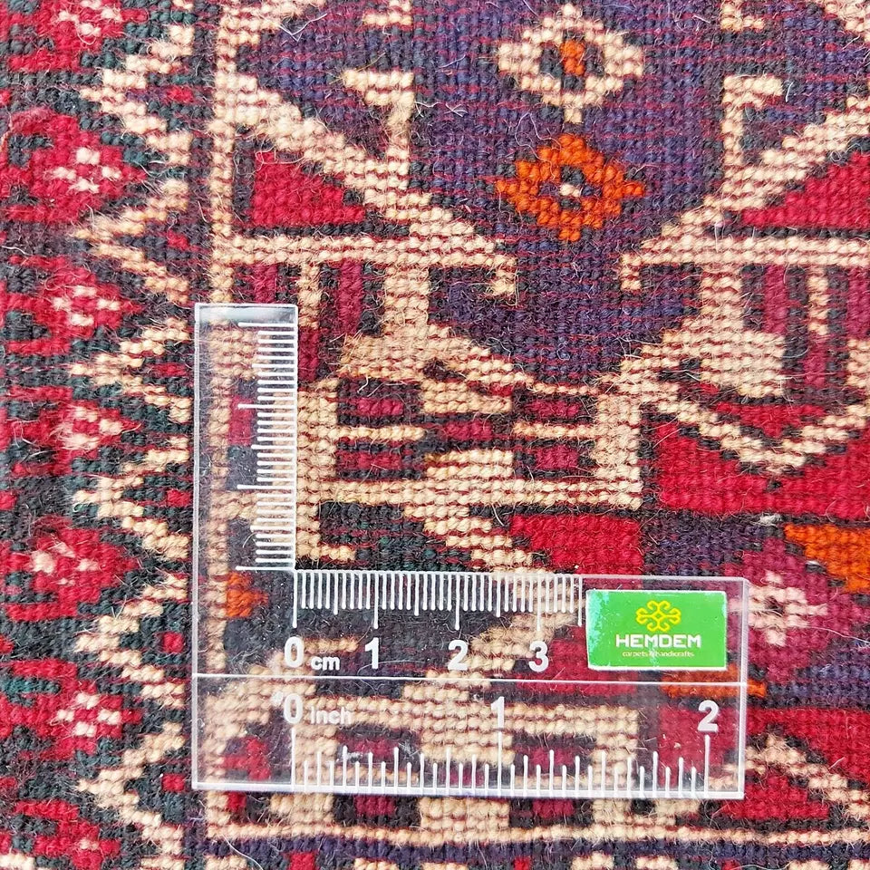 Rare Vintage Red Turkoman Rug 4 x 6 ft Handmade 100% Wool Beauty, Antique Area Rug