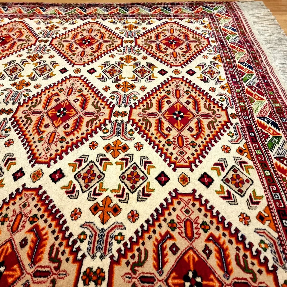 7 x 10 Hand knotted Beige Rug 100% Wool Area Rug, Ersari Living Room Rug 200 x 300cm