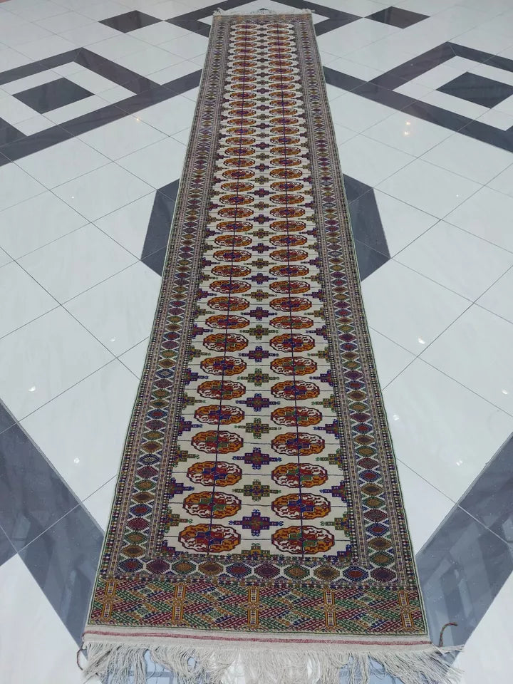 4'3" x 23 ft Bukhara Rug, Hallway Rug, Wool Corridor Rug, Runner Rug 130 x 700 cm