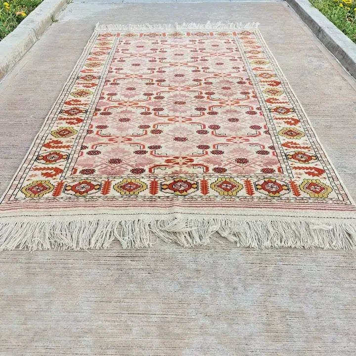 Rare Beauty 4'1" x 6'2" Hand-Knotted Ersari Beshir Rug (125 x 190 cm) - Organic Dyes