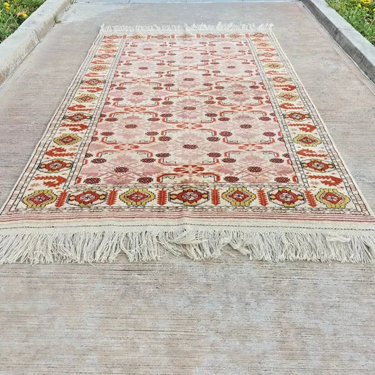 Rare Beauty 4'1" x 6'2" Hand-Knotted Ersari Beshir Rug (125 x 190 cm) - Organic Dyes