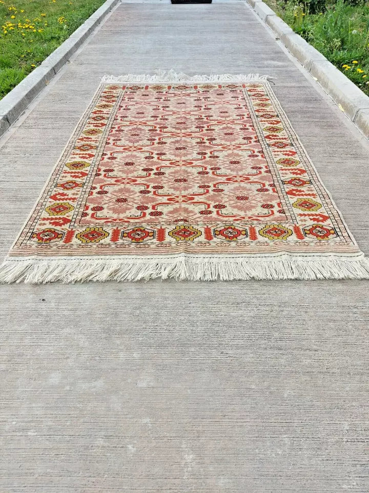 Rare Beauty 4'1" x 6'2" Hand-Knotted Ersari Beshir Rug (125 x 190 cm) - Organic Dyes