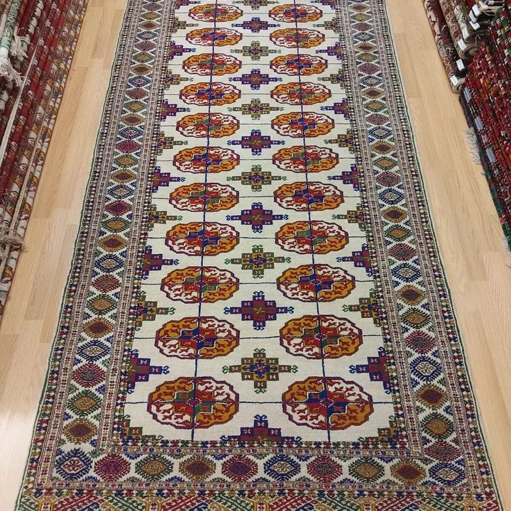 4'3" x 23 ft Bukhara Rug, Hallway Rug, Wool Corridor Rug, Runner Rug 130 x 700 cm