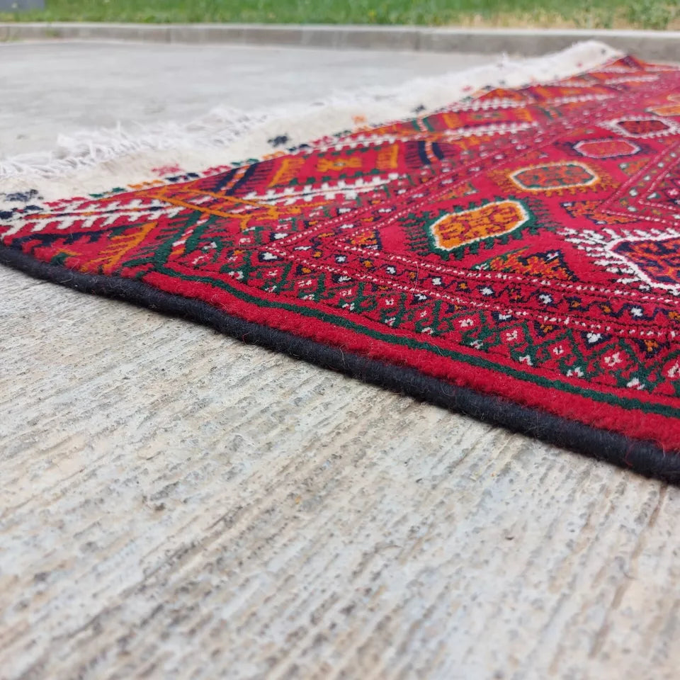 4'7"x 9'10" Handmade Hallway Rug, Oriental, Wool Red Carpet, Runner Rug 140 x 300 cm