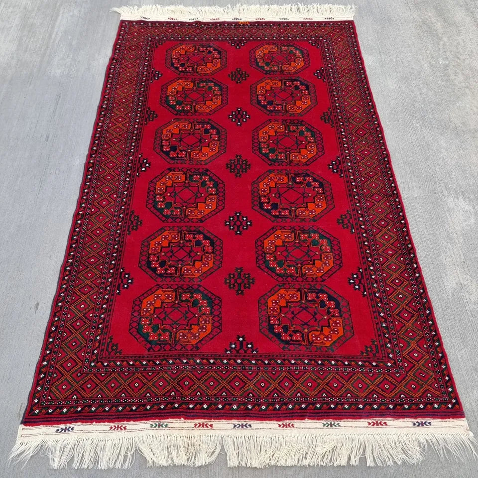 Vegetable Dye Turkmen Ersari Hand-knotted Oriental Antique Area Rug Size 5' x 8'