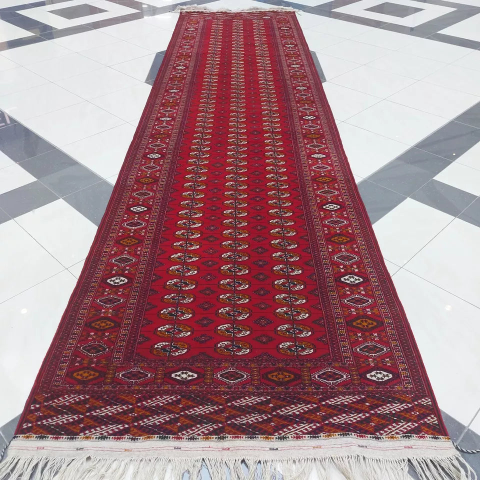 5 x 20 ft Hallway Rug, Wool Corridor Hand Rug, Runner Rug 155 x 600cm Long Red Carpet