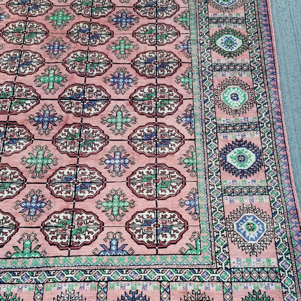 10 x 13 ft Handmade Silk Rug, Turkmen Bokhara Mansion Rug, 290 x 385 cm Large Rug Rose