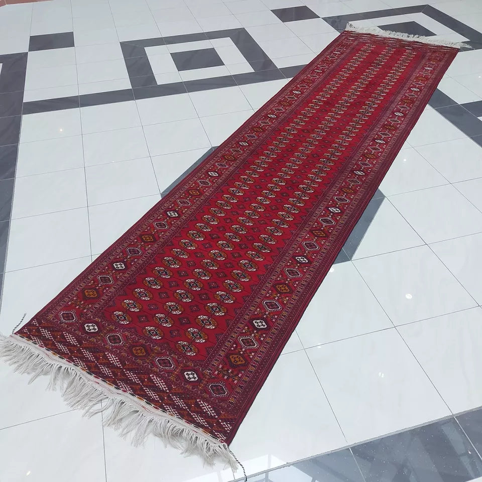 5 x 20 ft Hallway Rug, Wool Corridor Hand Rug, Runner Rug 155 x 600cm Long Red Carpet