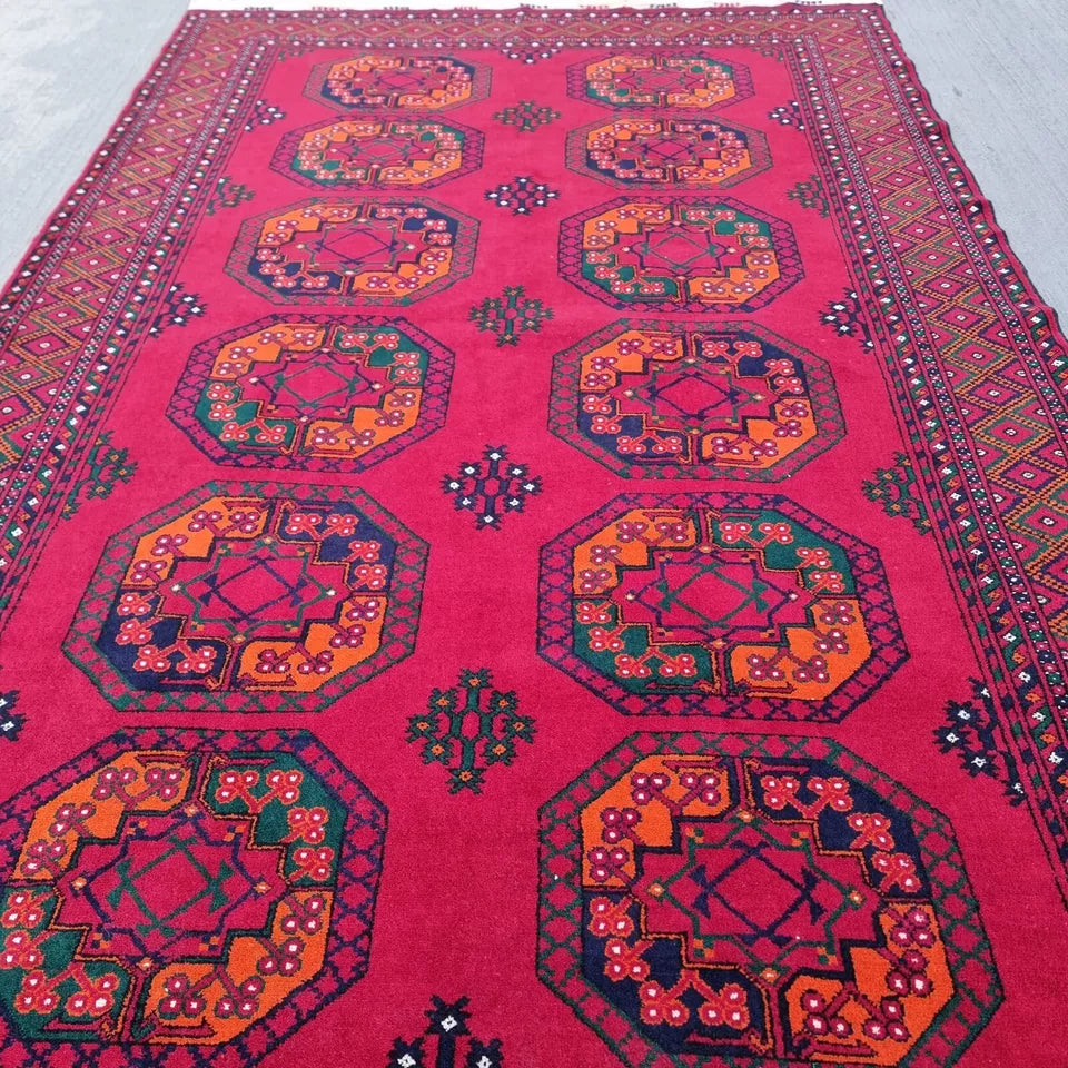 Vegetable Dye Turkmen Ersari Hand-knotted Oriental Antique Area Rug Size 5' x 8'