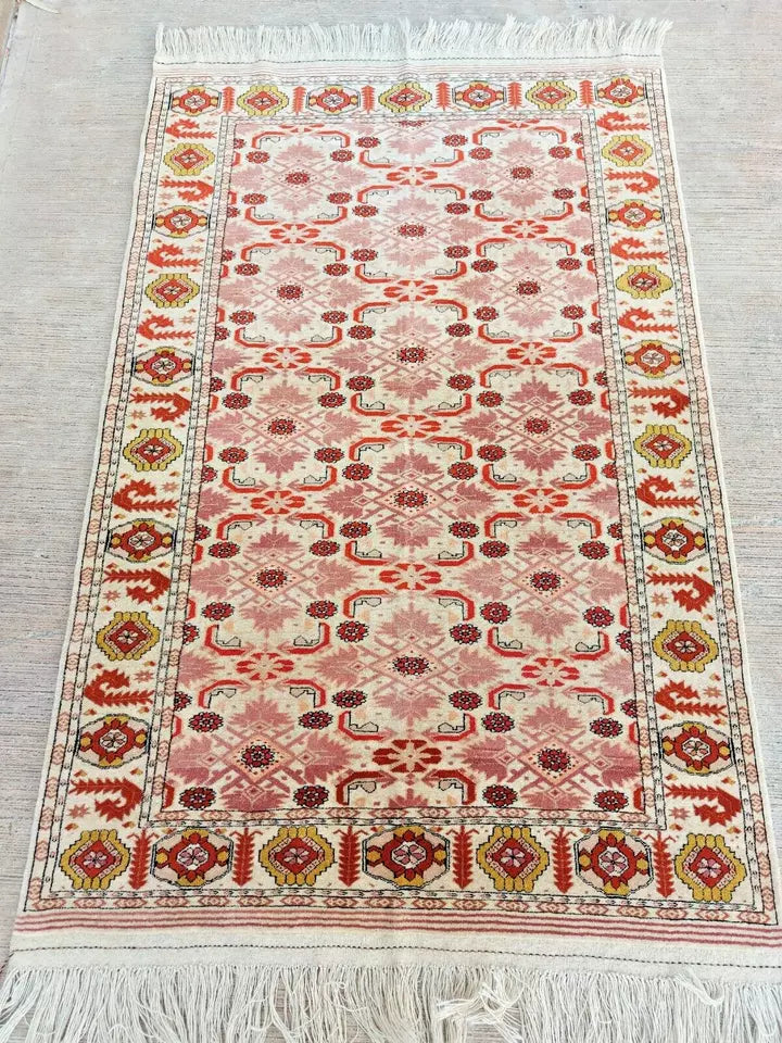 Rare Beauty 4'1" x 6'2" Hand-Knotted Ersari Beshir Rug (125 x 190 cm) - Organic Dyes